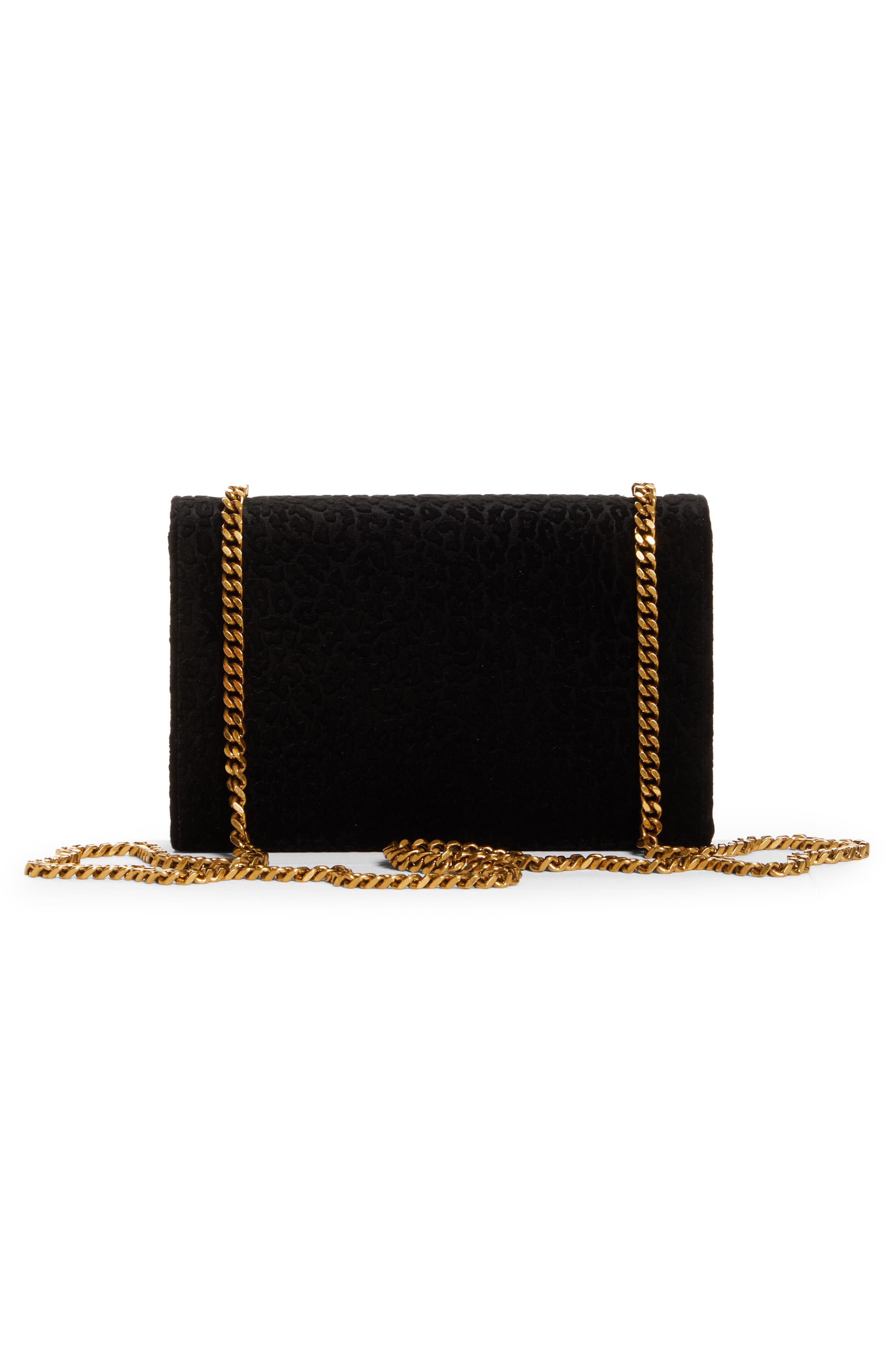 Saint Laurent Small Kate Flocked Velvet Crossbody Bag, Alternate, color, 
