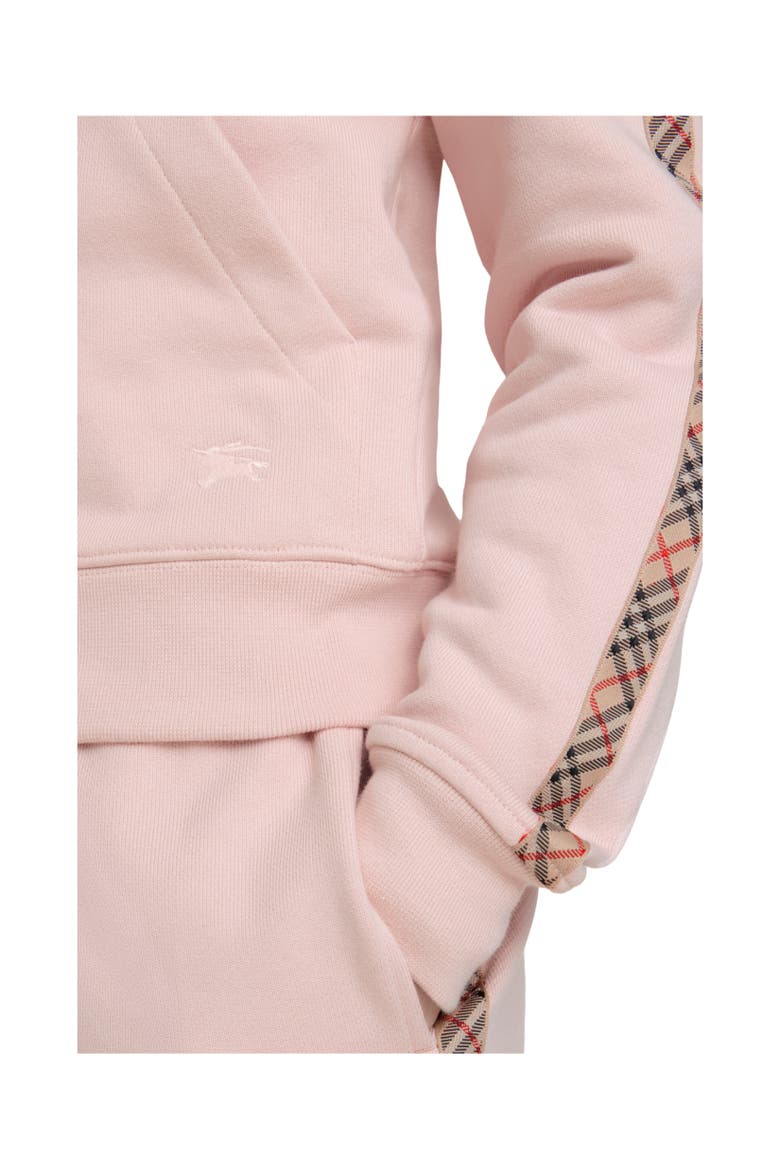 Check Trim Cotton Zip Hoodie, Alternate, color, Bouquet pink