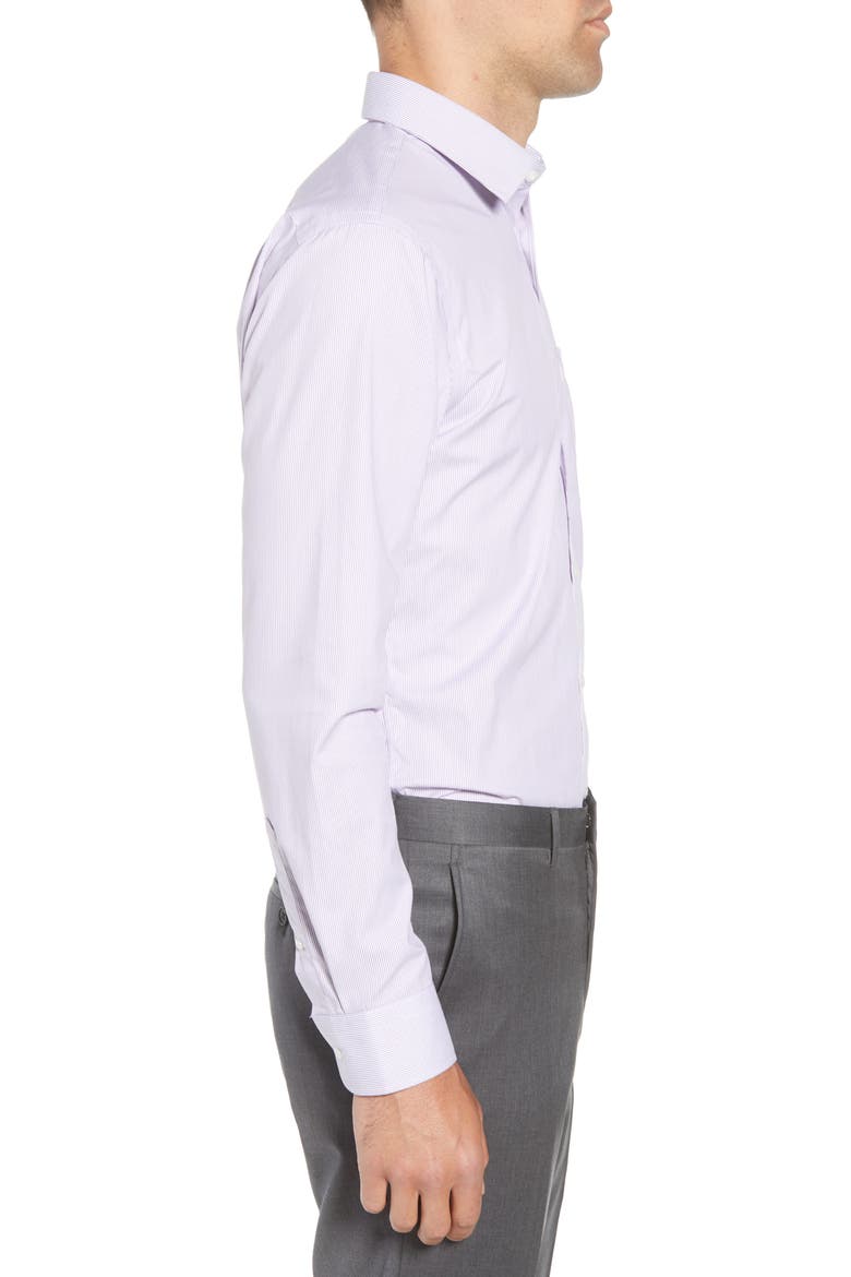 Trim Fit Non-Iron Stripe Dress Shirt, Alternate, color, PURPLE CRYSTAL