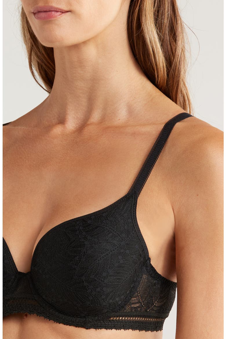 Comete Underwire 3D Plunge Bra, Alternate, color, BLACK