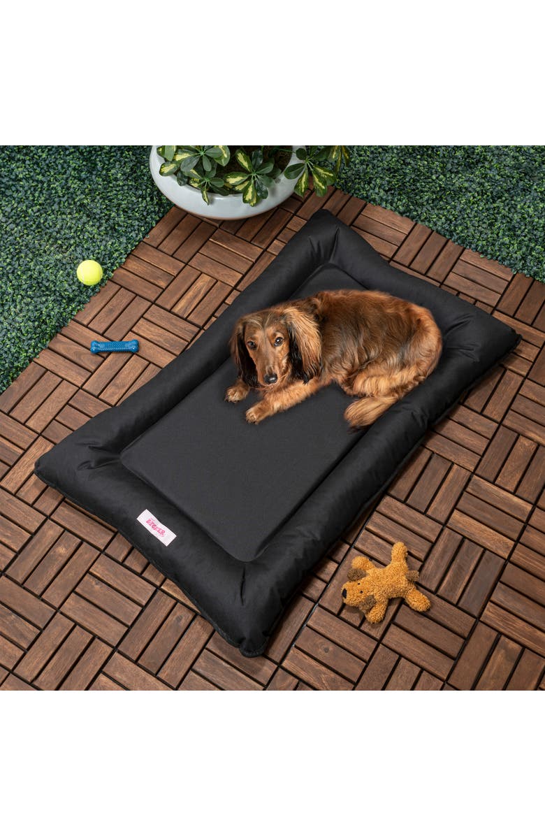 The Licker Store Archie Traditional Oxford Waterproof Indoor/Outdoor Hand-Washable Memory Foam Camping Pet Bed, Alternate, color, Black
