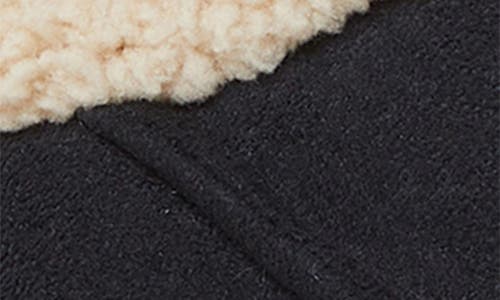 Dearfoams Microsuede Faux Shearling Slipper In Black