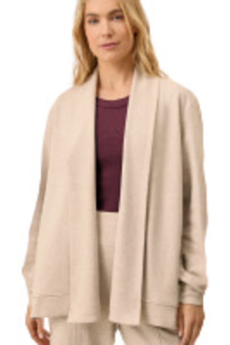 Airplane Short Drape Cardigan, Alternate, color, Flax Heather