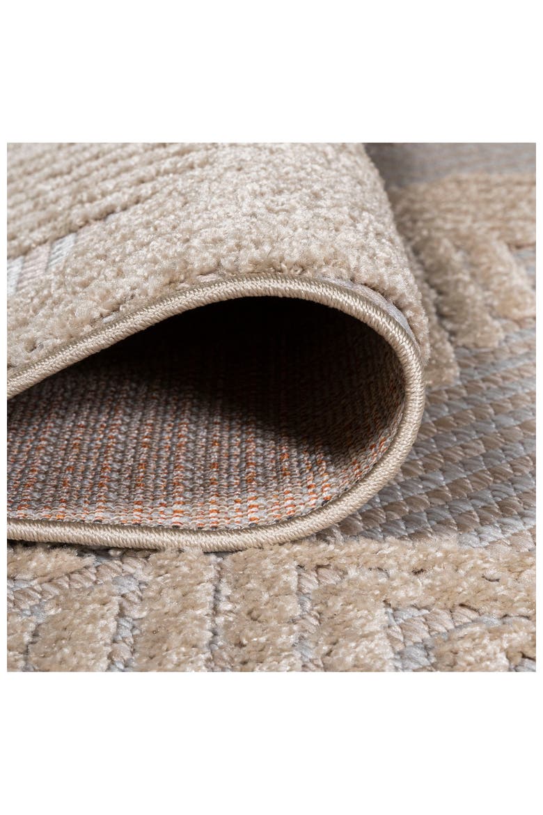 Jazz High-Low Pile Art Deco Geometric Indoor/Outdoor Area Rug, Alternate, color, Beige