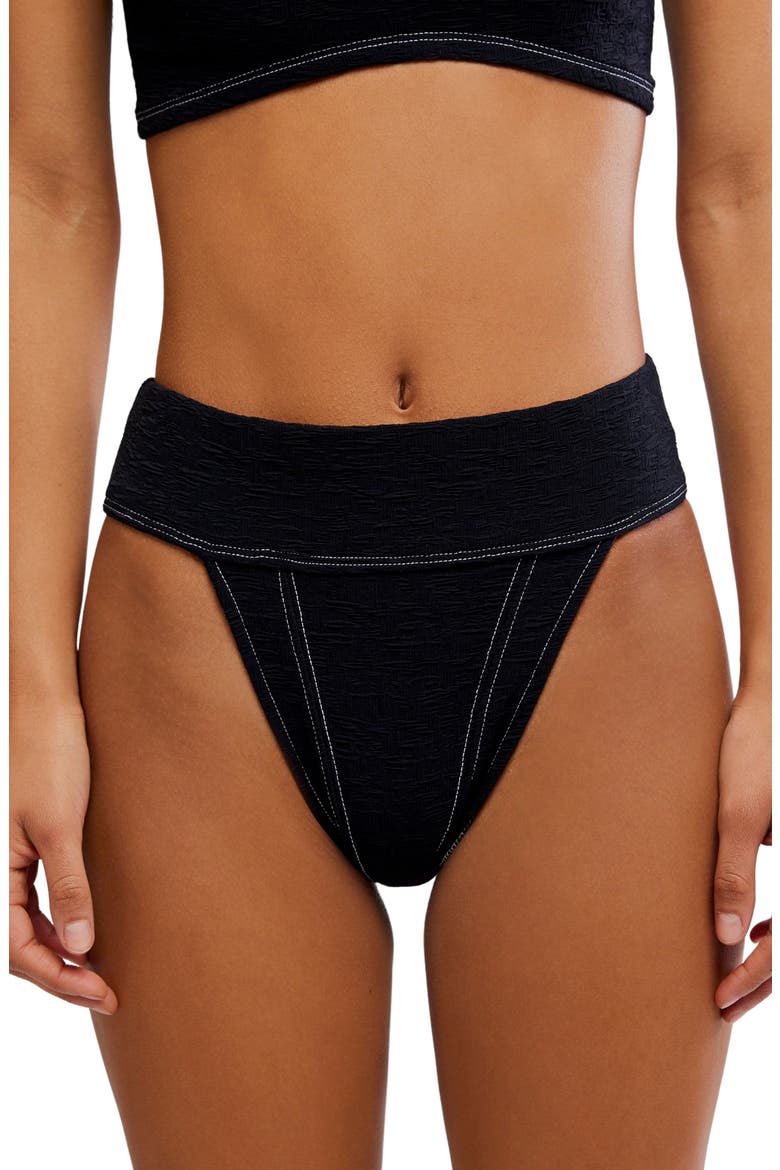Dylan High Waist Bikini Bottoms, Main, color, BLACK