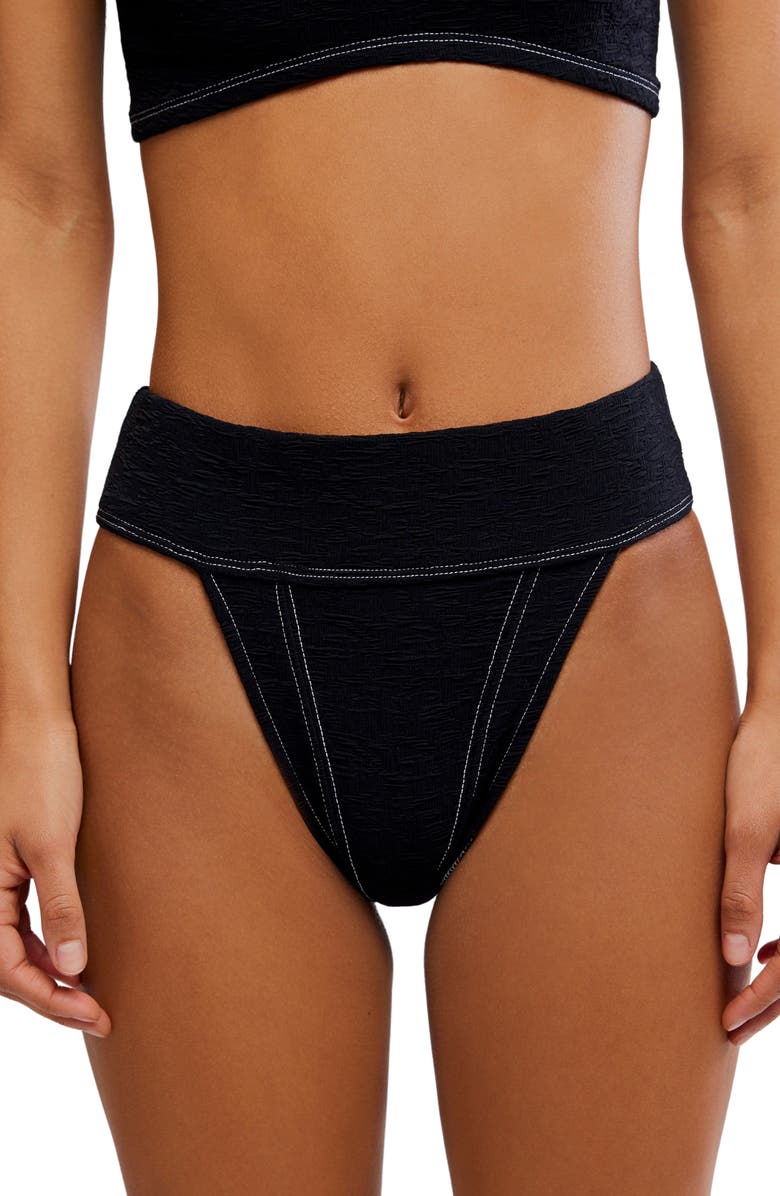 Free People Dylan High Waist Bikini Bottoms, Main, color, Black