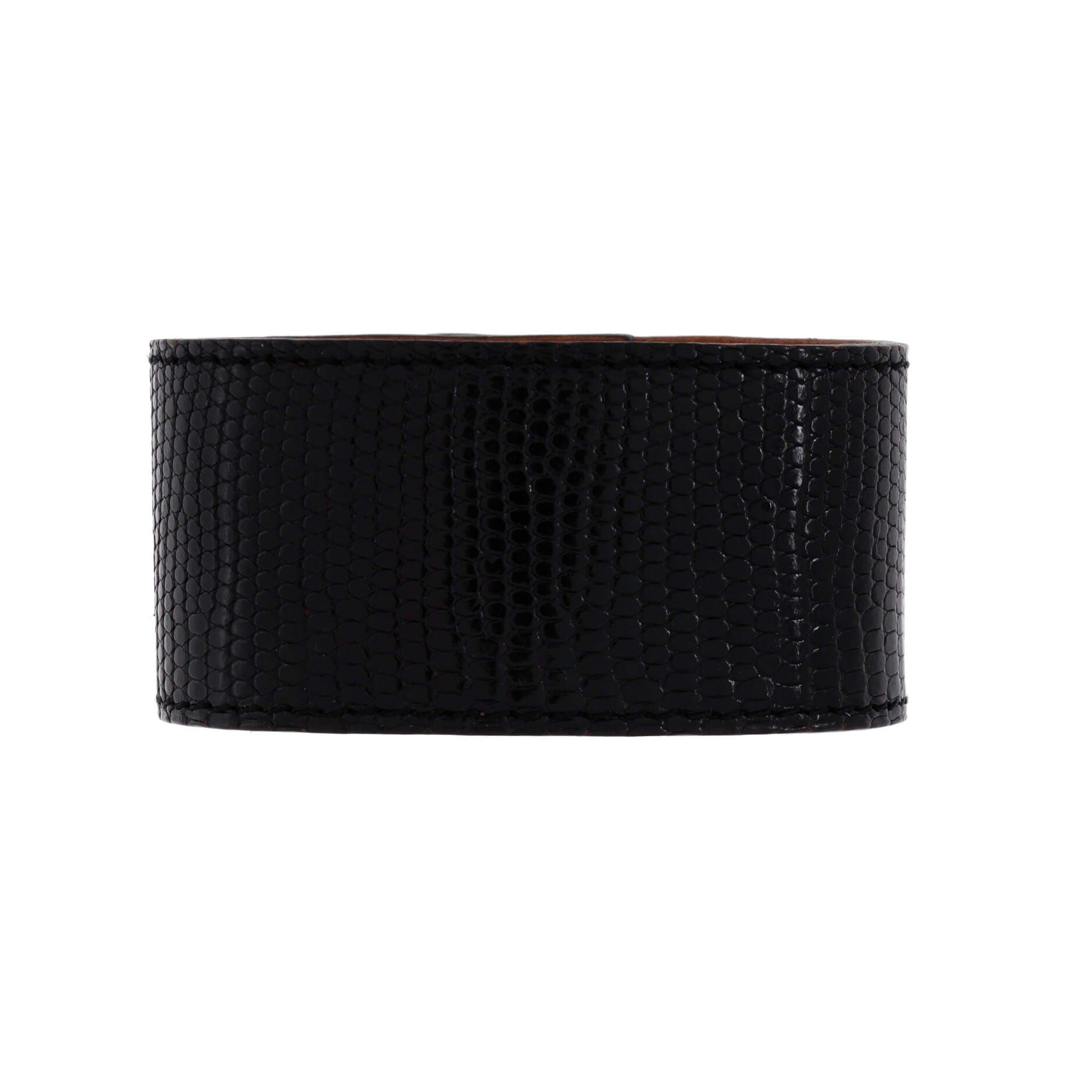 Pre-Owned Hermes Kelly Dog Bracelet Lizard, Alternate, color, Black