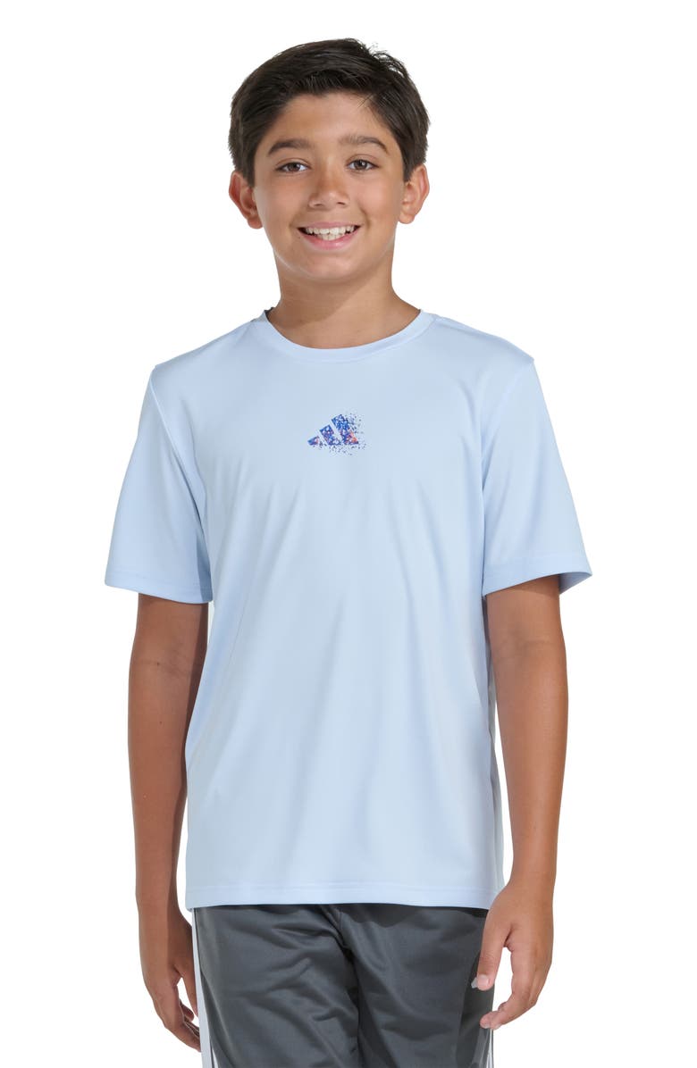 adidas Kids' Spray Gradient Mountain Logo Graphic T-Shirt, Alternate, color, Light Blue