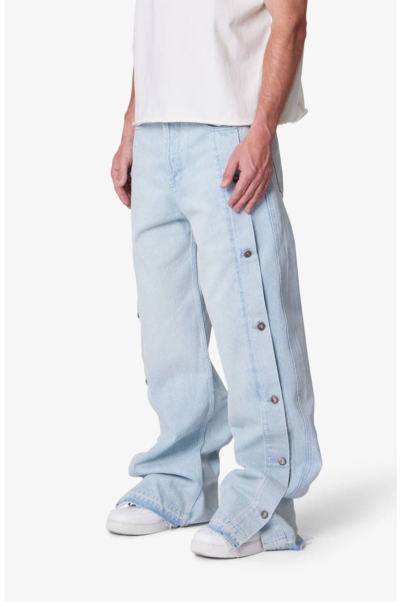 Offset Button Baggy Jeans, Alternate, color, LIGHT BLUE