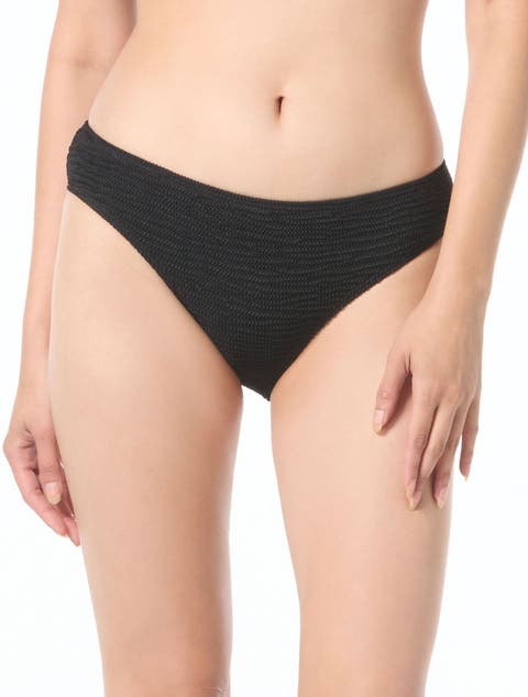 Solid Texture High Cut Bikini Bottom