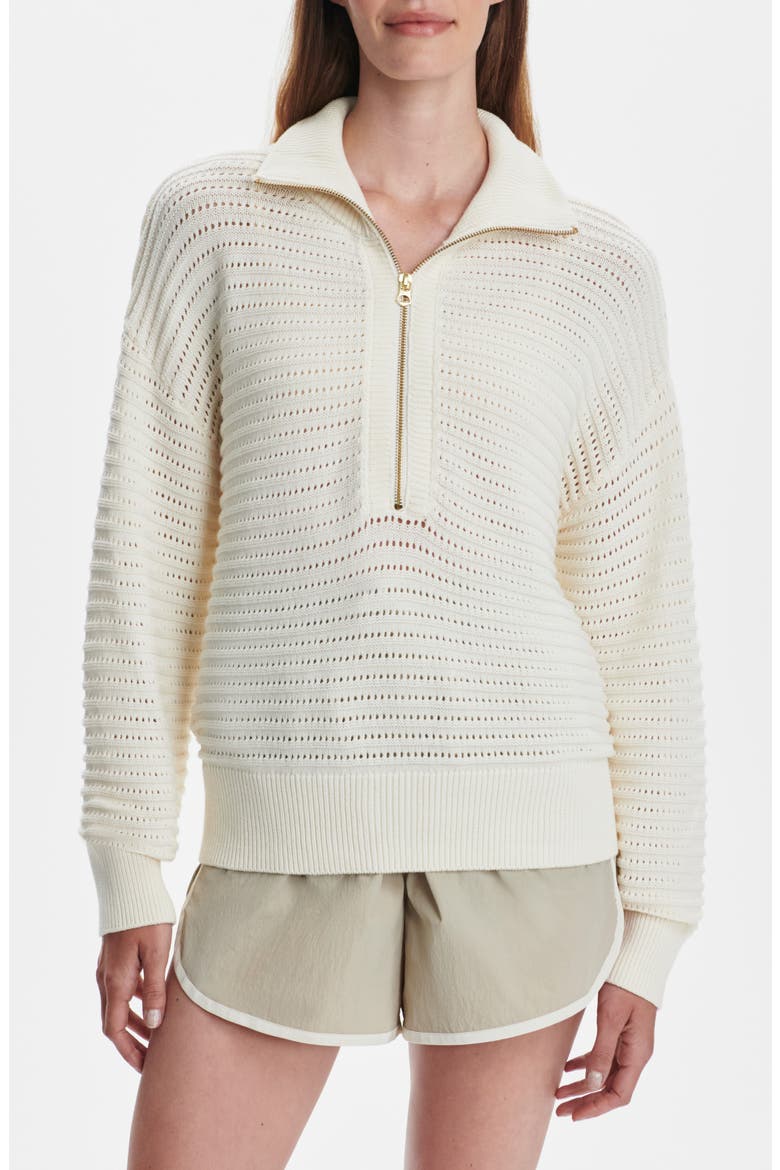 Tara Pointelle Half Zip Sweater, Main, color, EGRET