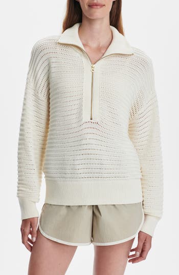 Tara Pointelle Half Zip Sweater