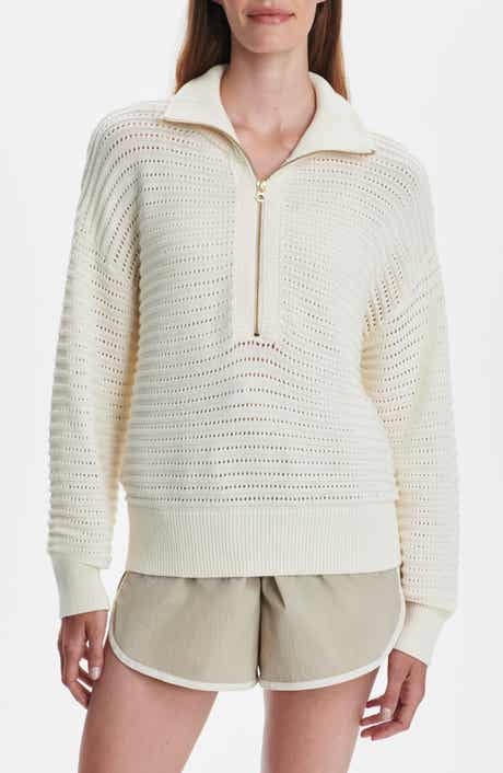 Varley Tara Pointelle Half Zip Sweater