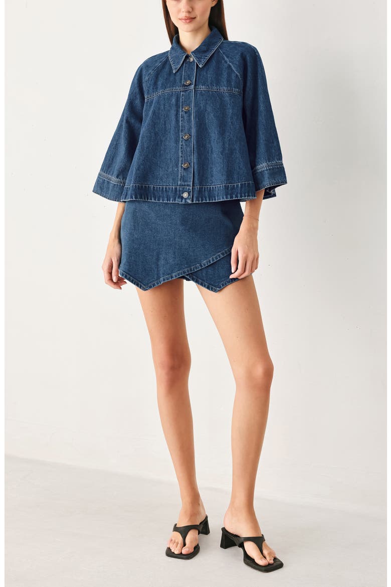 Denim Cape Jacket, Alternate, color, MEDIUM DENIM
