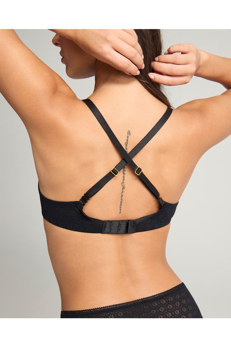 Honeycomb Semi-Demi Balconette Bra, Alternate, color, Black