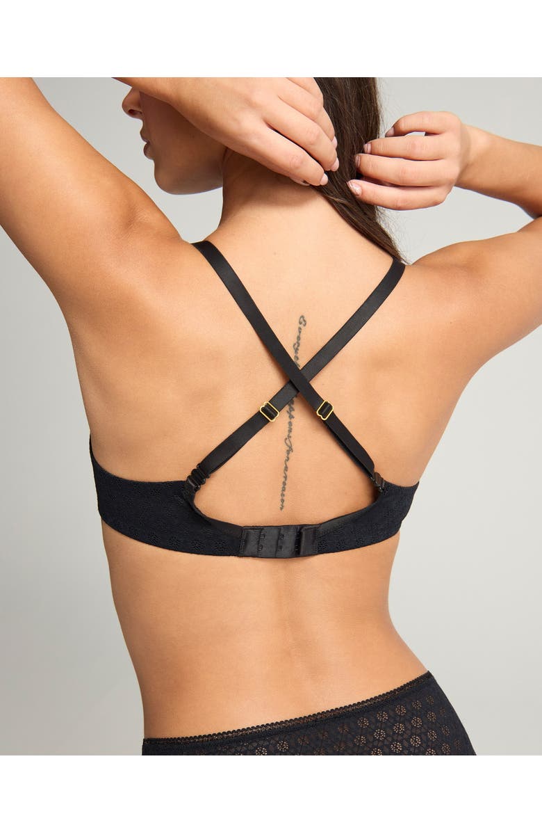 Nudea Honeycomb Semi-Demi Balconette Bra, Alternate, color, Black