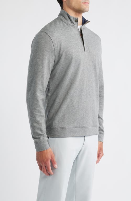 Johnnie-o Rubin Herringbone Quarter Zip In Gray