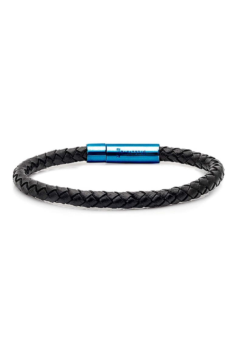 Men's Braided Leather Bracelet, Main, color, BLACK