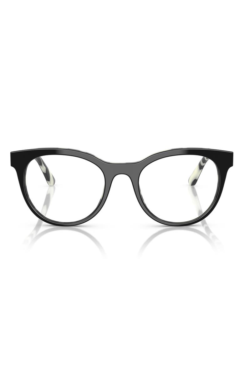Dolce&Gabbana 52mm Round Optical Glasses, Main, color, Black White