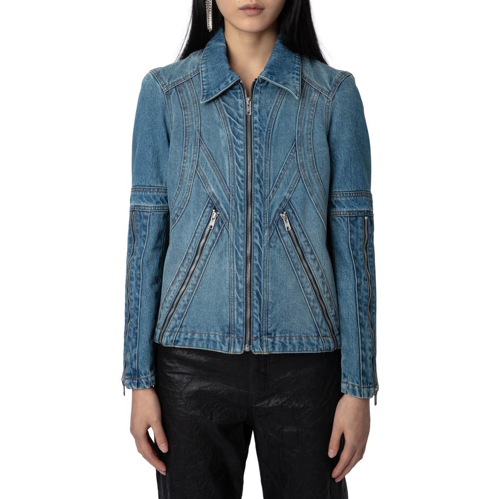 Zadig & Voltaire Bons Cotton Denim Jacket in Light Blue  product