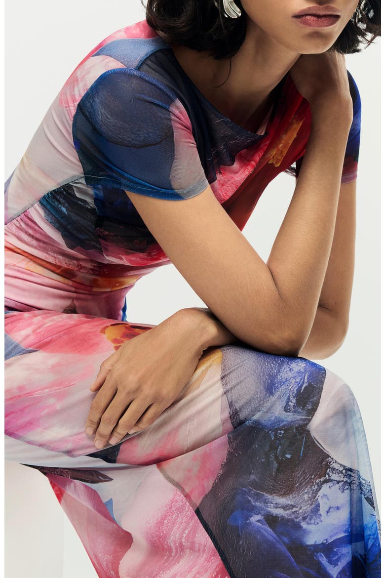 Floral Print Short Sleeve Dress, Alternate, color, MULTI