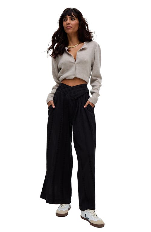 Raffya Farrah Wide Leg Jacquard Trouser In Black