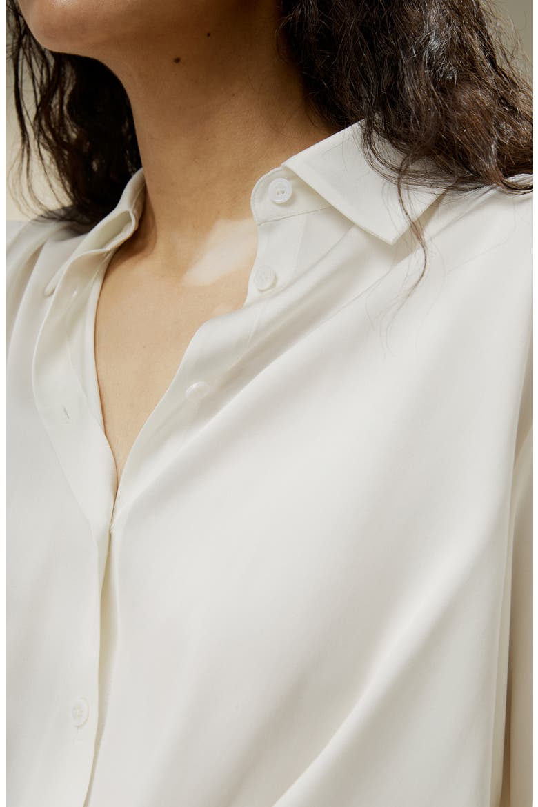 Women's Hem Pleated Silk Blouse, Alternate, color, White