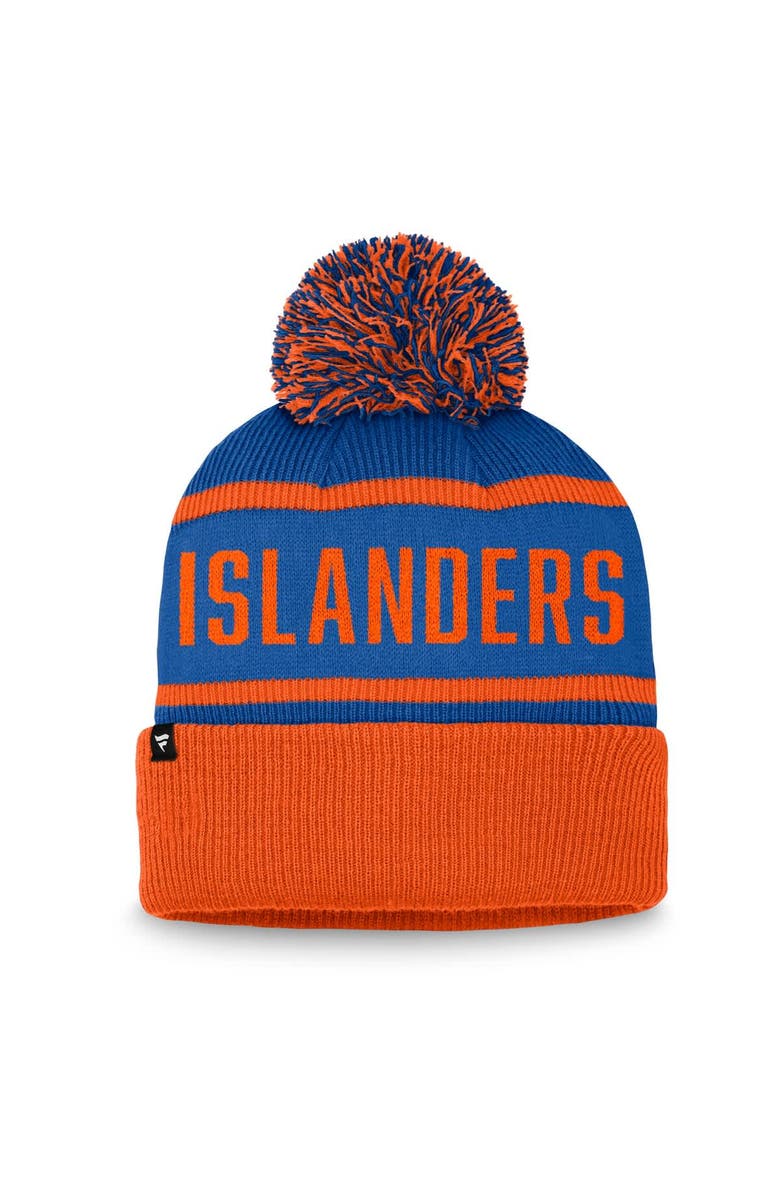 FANATICS Men's Fanatics Royal/Orange New York Islanders Heritage Cuffed Knit Hat with Pom, Alternate, color, Royal
