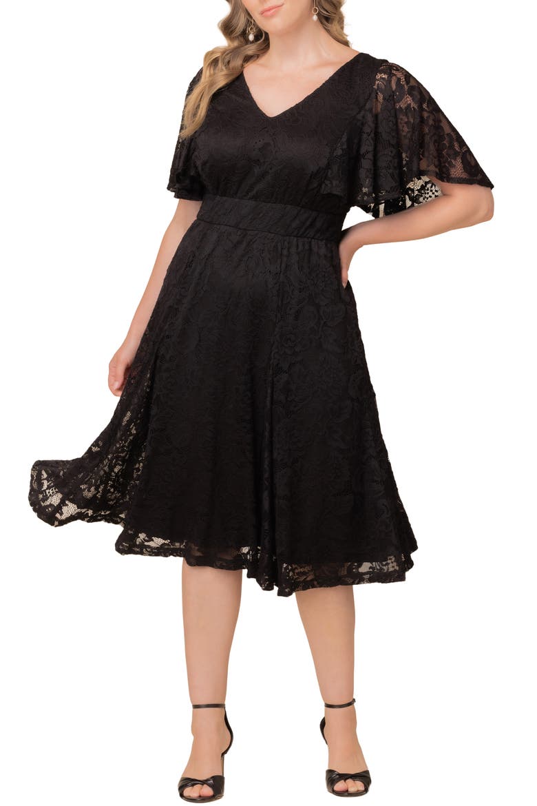 Camille Lace Midi Cocktail Dress, Main, color, ONYX