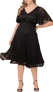 Kiyonna Camille Lace Midi Cocktail Dress