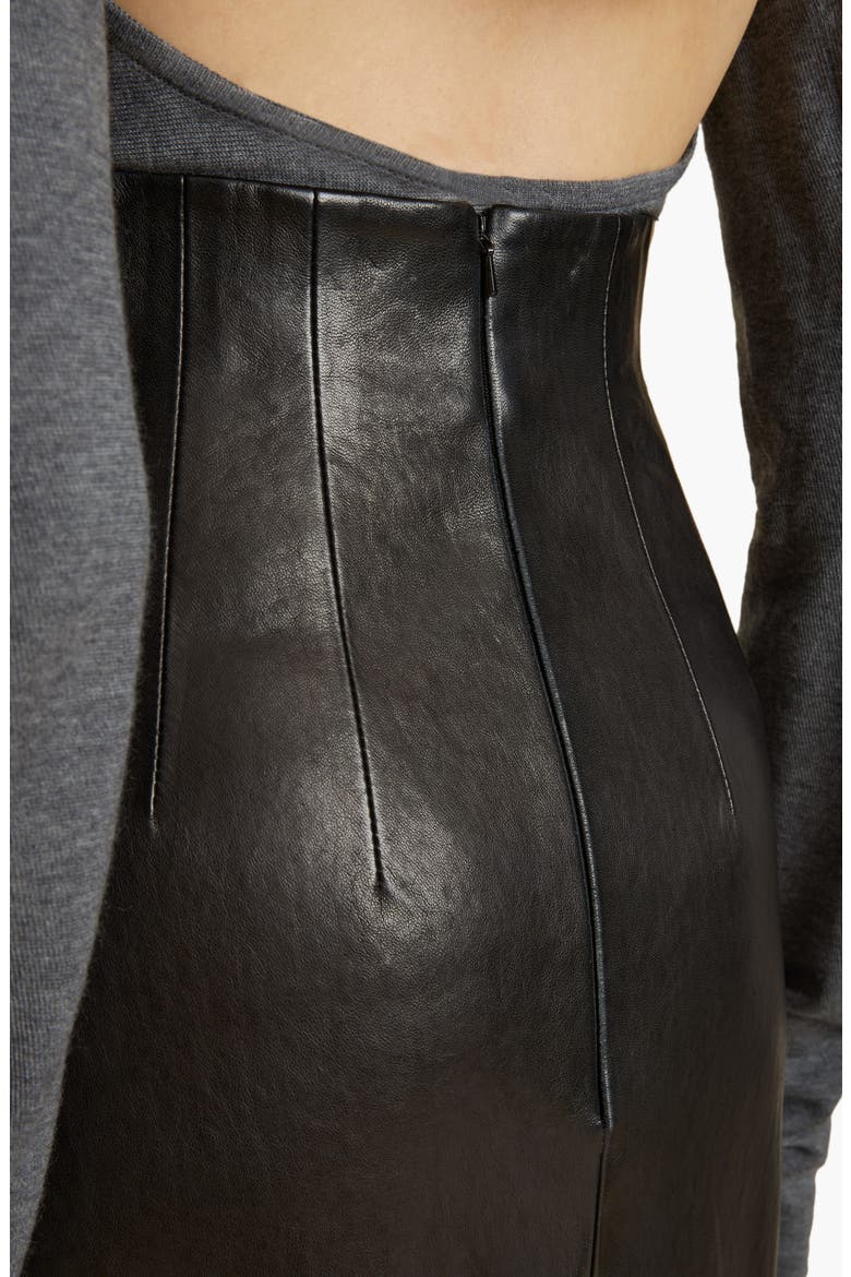 Loxley Fitted Leather Skirt, Alternate, color, BLACK