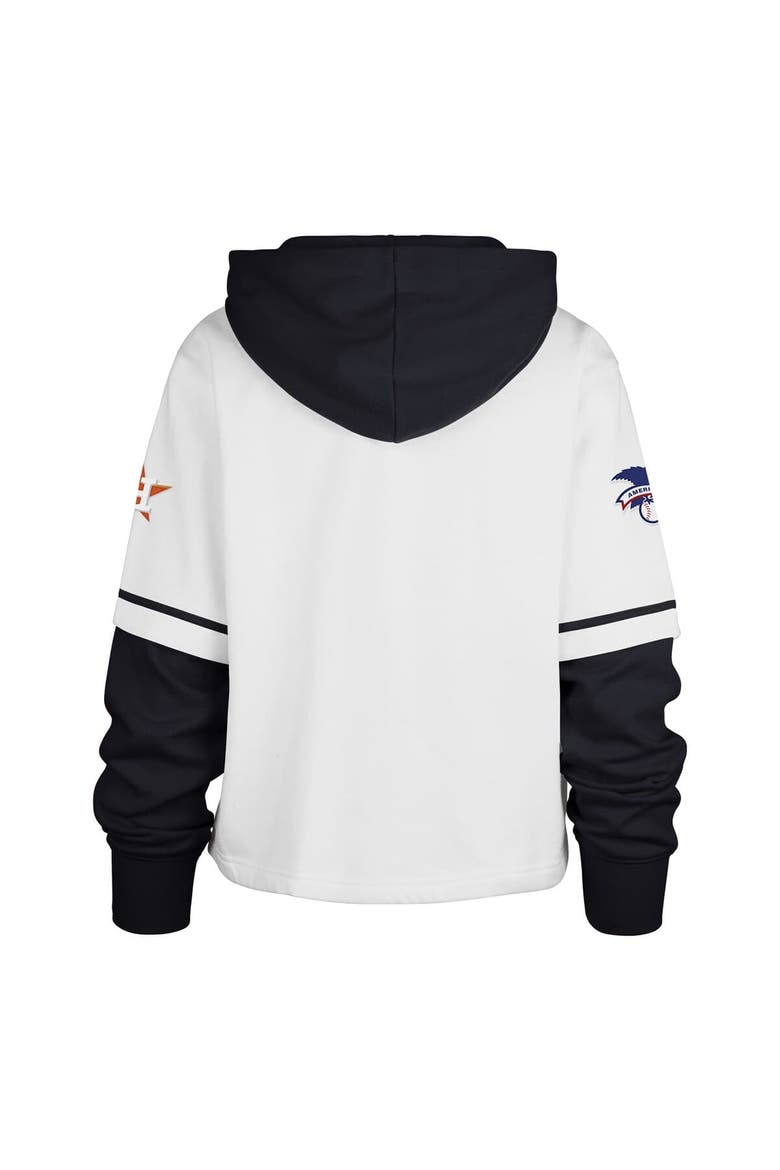 Women's '47 White Houston Astros Trifecta Shortstop Cropped Pullover Hoodie, Alternate, color, White