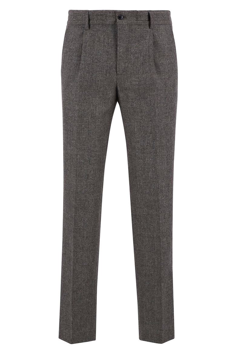 Kensington Pleated Glen Check Wool Blend Flannel Suit Pants, Alternate, color, BROWN
