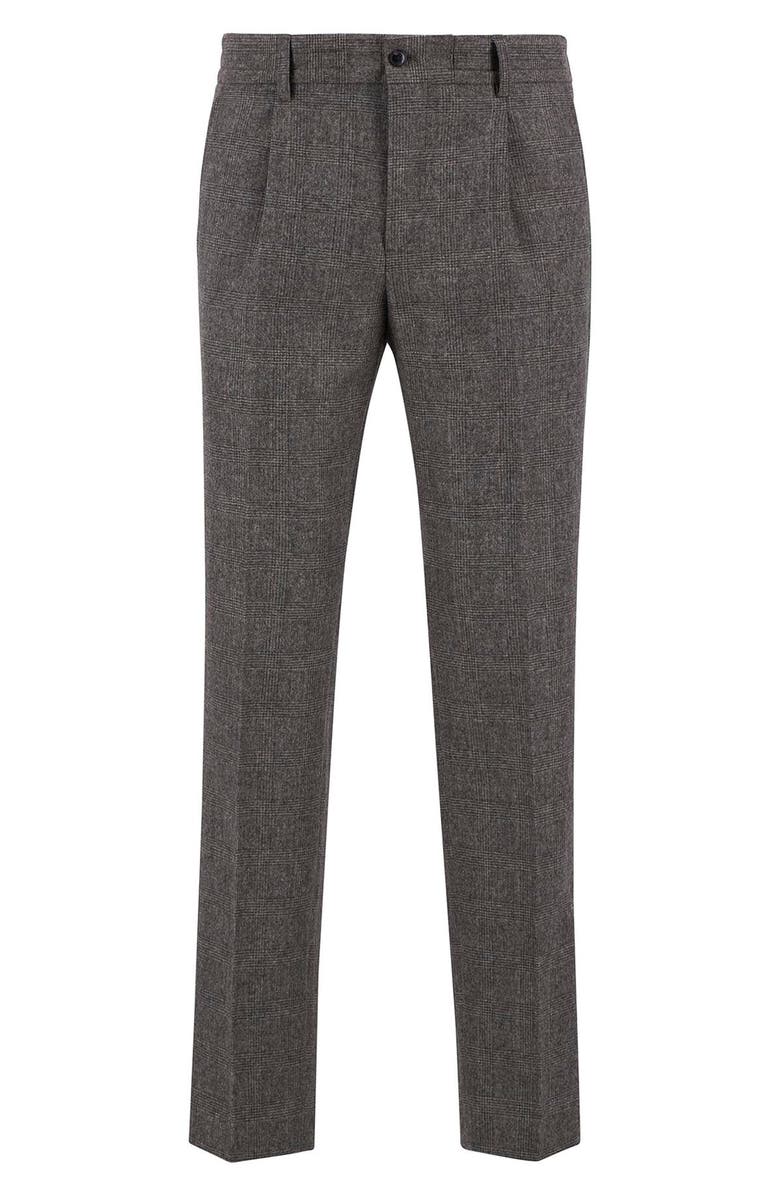 Barbour Kensington Pleated Glen Check Wool Blend Flannel Suit Pants, Alternate, color, Brown