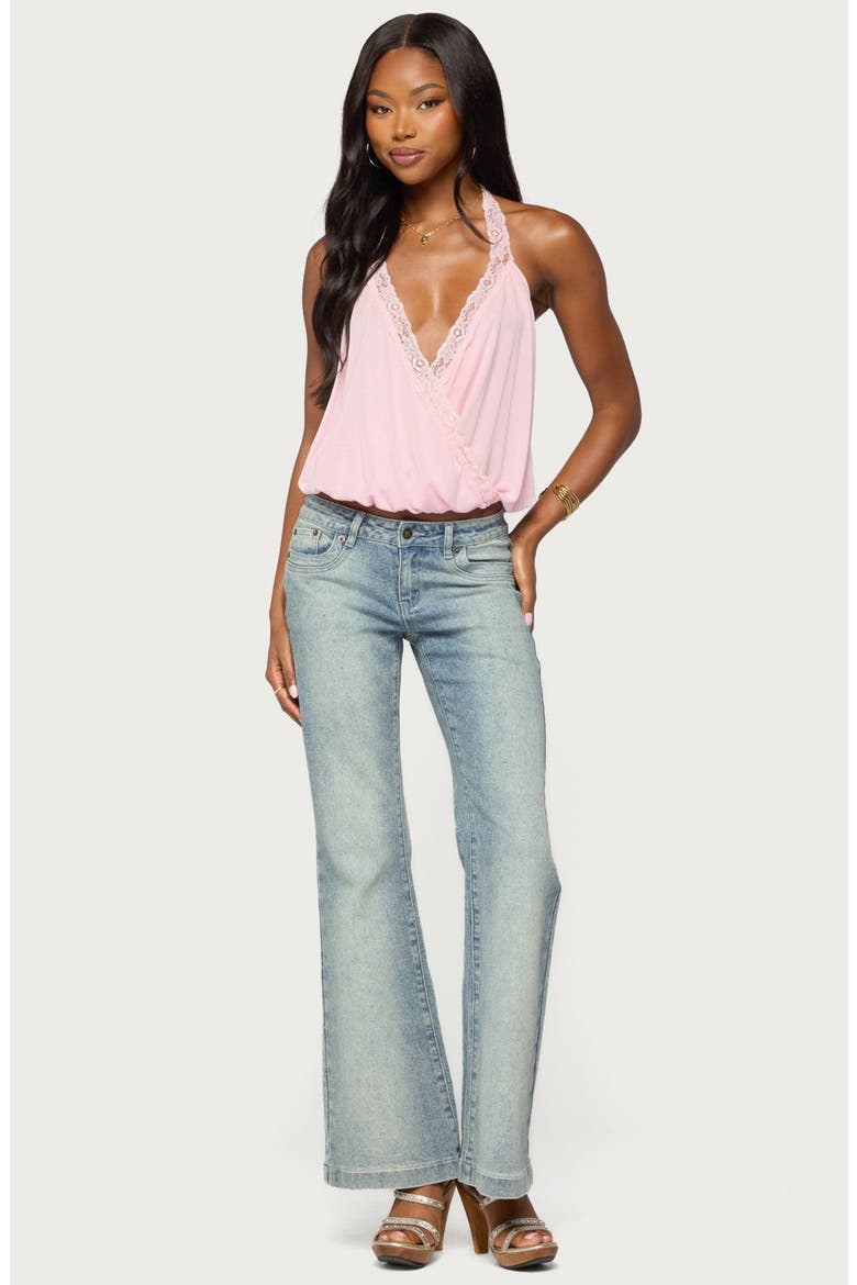 Eilen Lacey Wrap Halter Top, Alternate, color, PINK