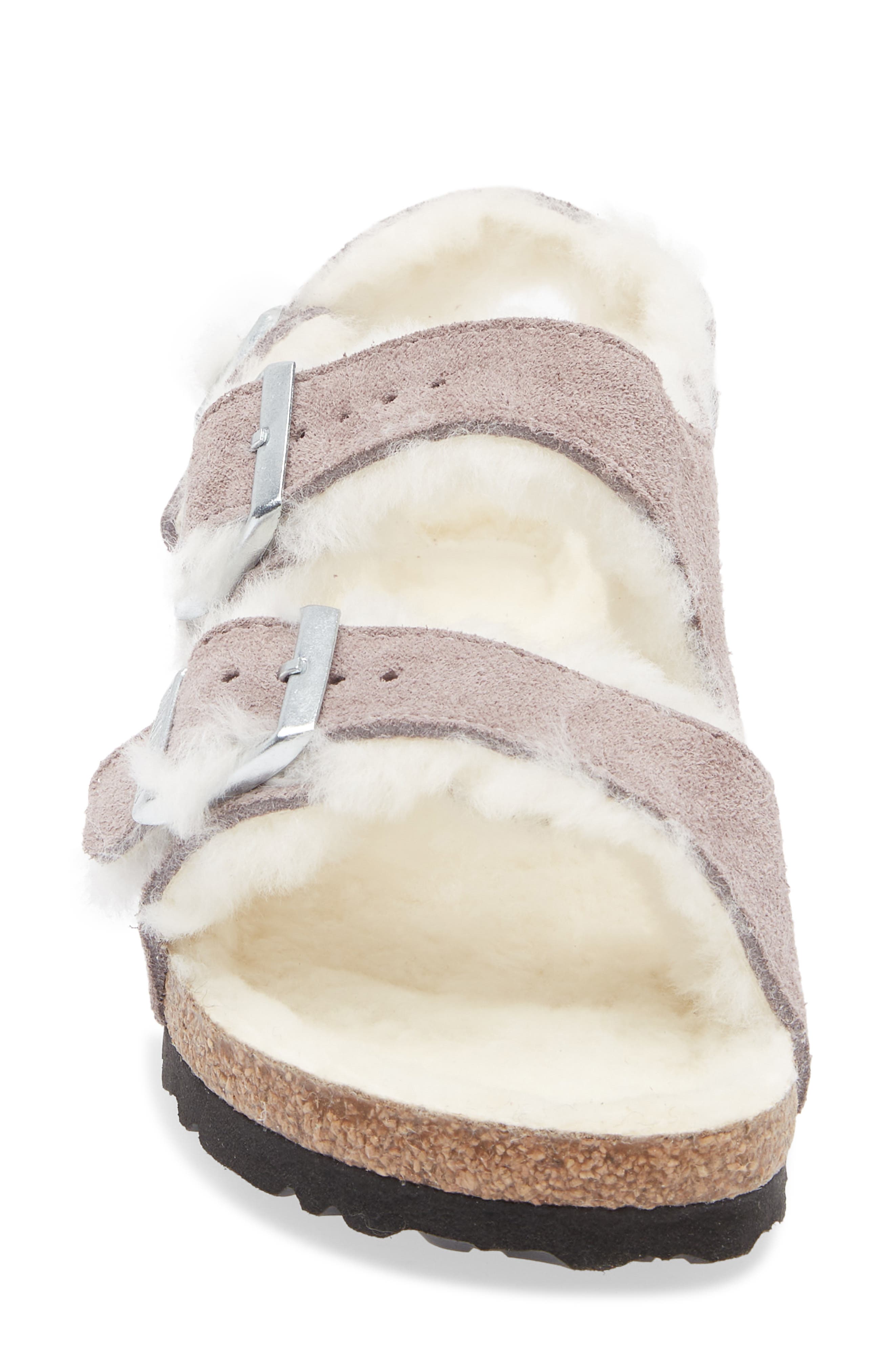 Birkenstock Milano Genuine Shearling Slingback Sandal, Alternate, color, Faded Purple