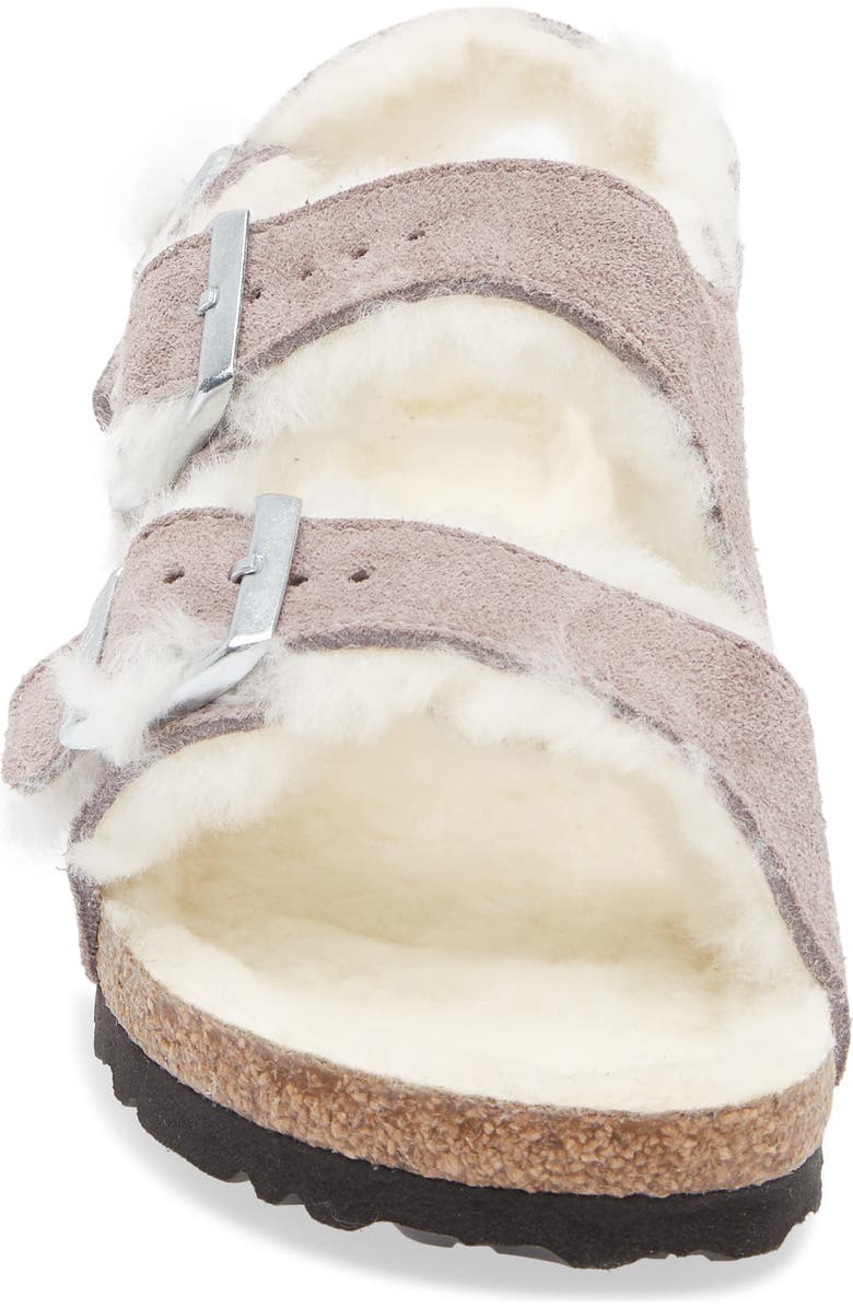 Birkenstock Milano Genuine Shearling Slingback Sandal, Alternate, color, Faded Purple