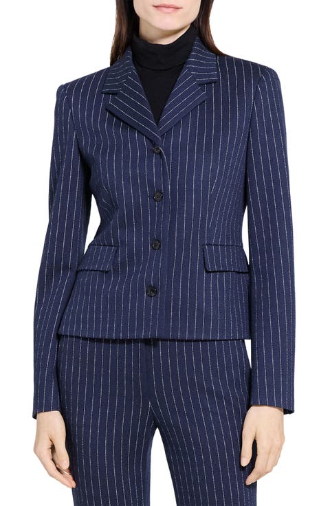 Metallic Pinstripe Fitted Jacket