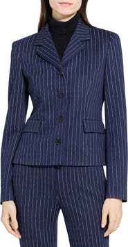 Theory Metallic Pinstripe Fitted Jacket