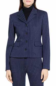 Theory Metallic Pinstripe Fitted Jacket
