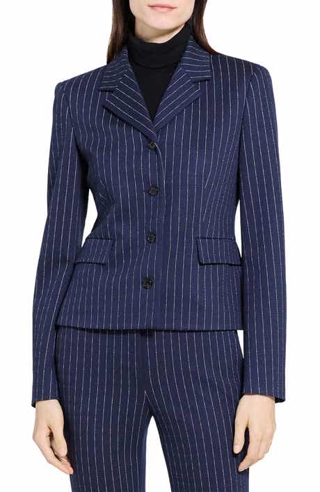 Theory Metallic Pinstripe Fitted Jacket