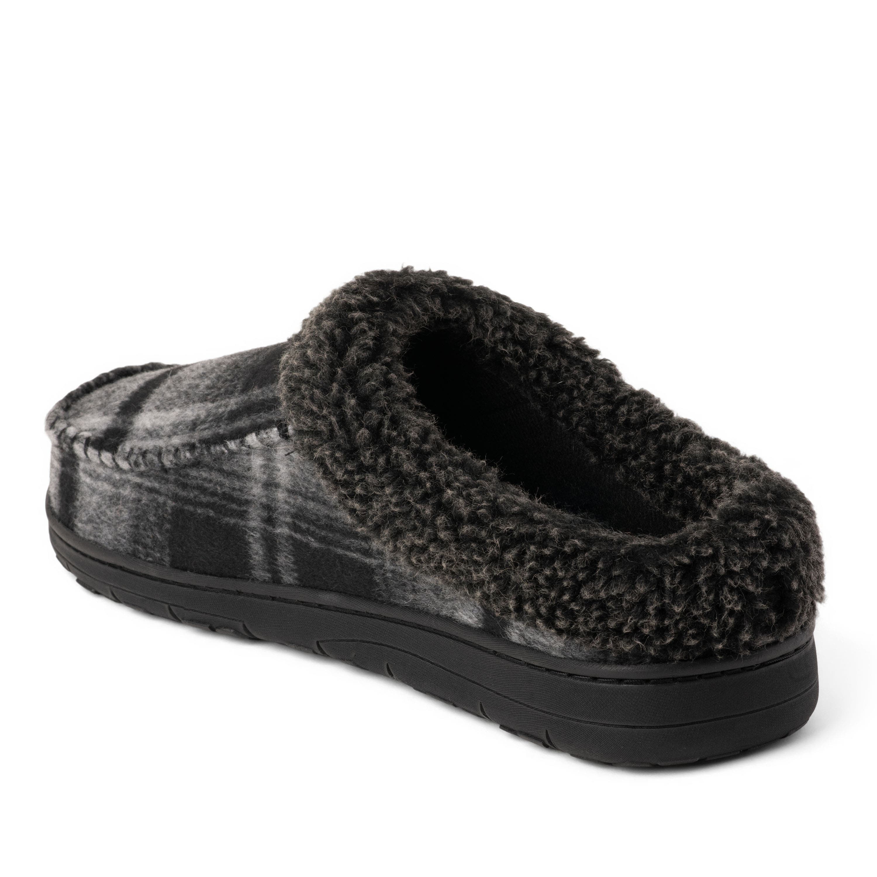 Microsuede Clog Slippers, Alternate, color, GREY PLAID