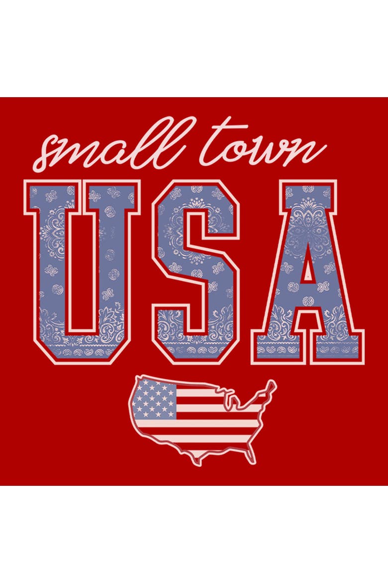 Junior's Lost Gods Small Town USA Map  Graphic T-Shirt, Alternate, color, Red