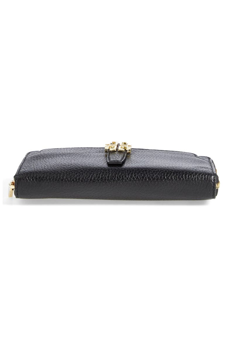 'Plaque' Zip Continental Wallet, Alternate, color, BLACK