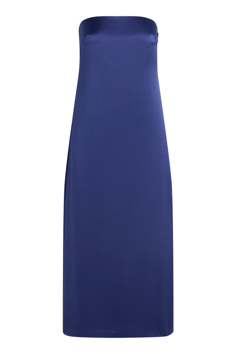The Don't Overthink It Strapless Satin Dress, Alternate, color, VENETIAN BLUE