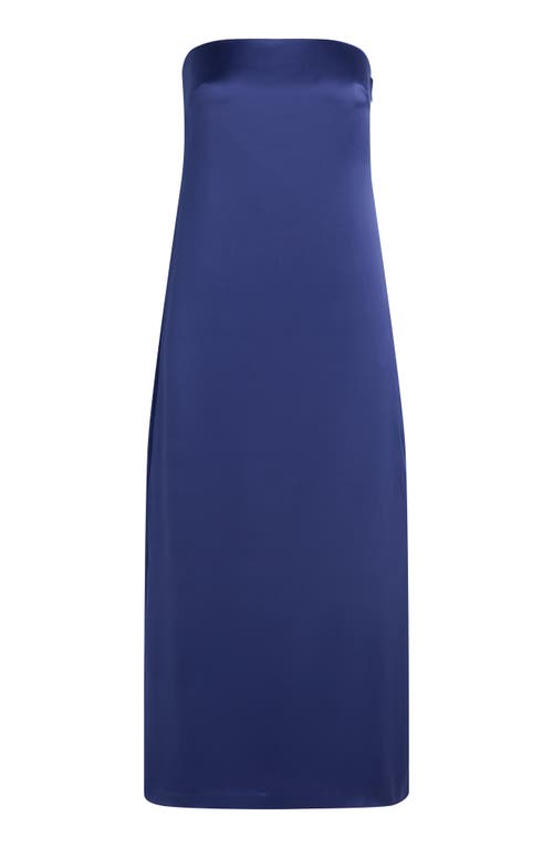 Favorite Daughter The Don't Overthink It Strapless Satin Dress In Venetian Blue