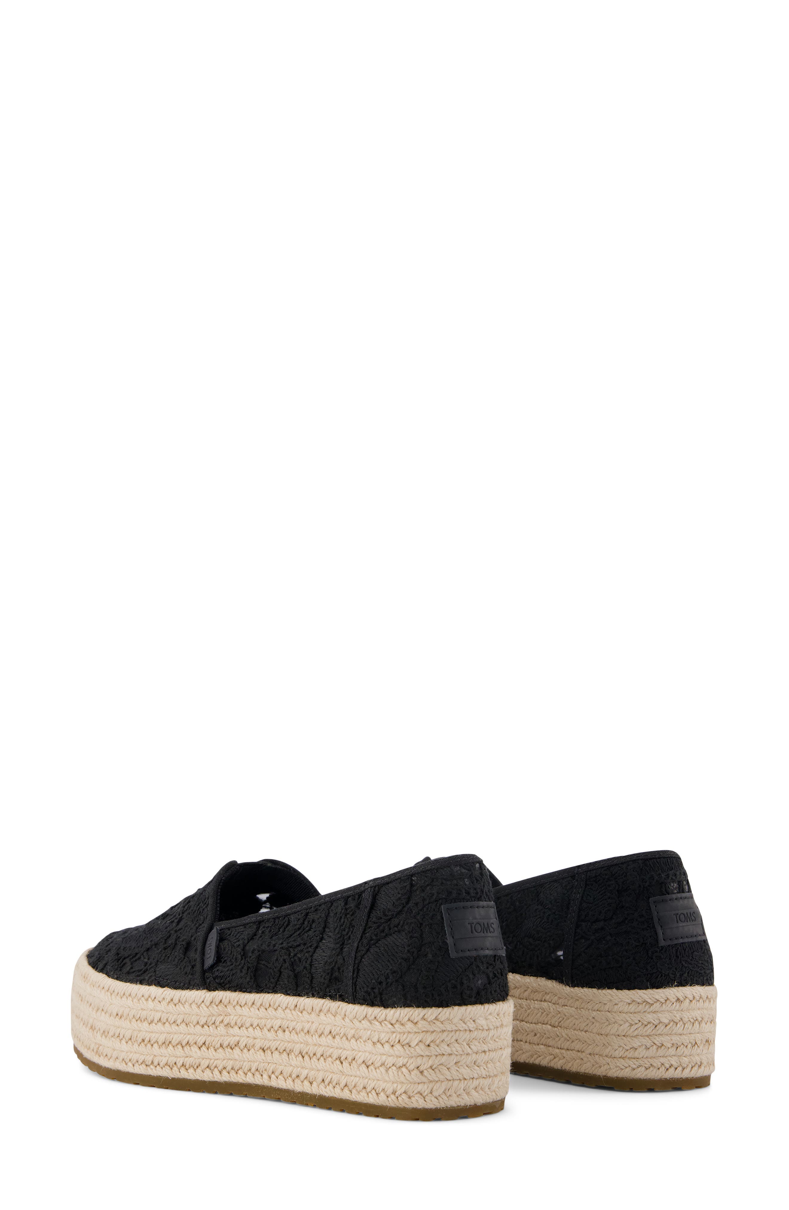 TOMS Valencia Platform Espadrille, Alternate, color, Black Lace