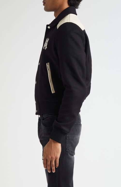 Amiri Tailored Wool And Leather Jacket With Zippered Pockets In Black