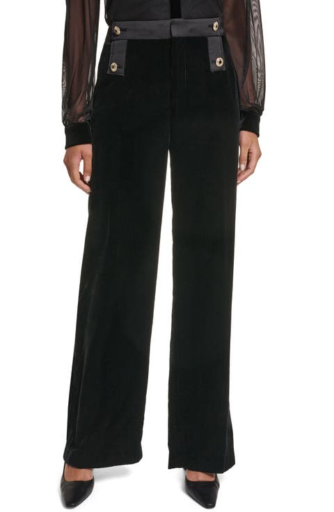 Velvet High Waist Wide Leg Sailor Pants