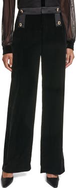 KARL LAGERFELD PARIS Velvet High Waist Wide Leg Sailor Pants